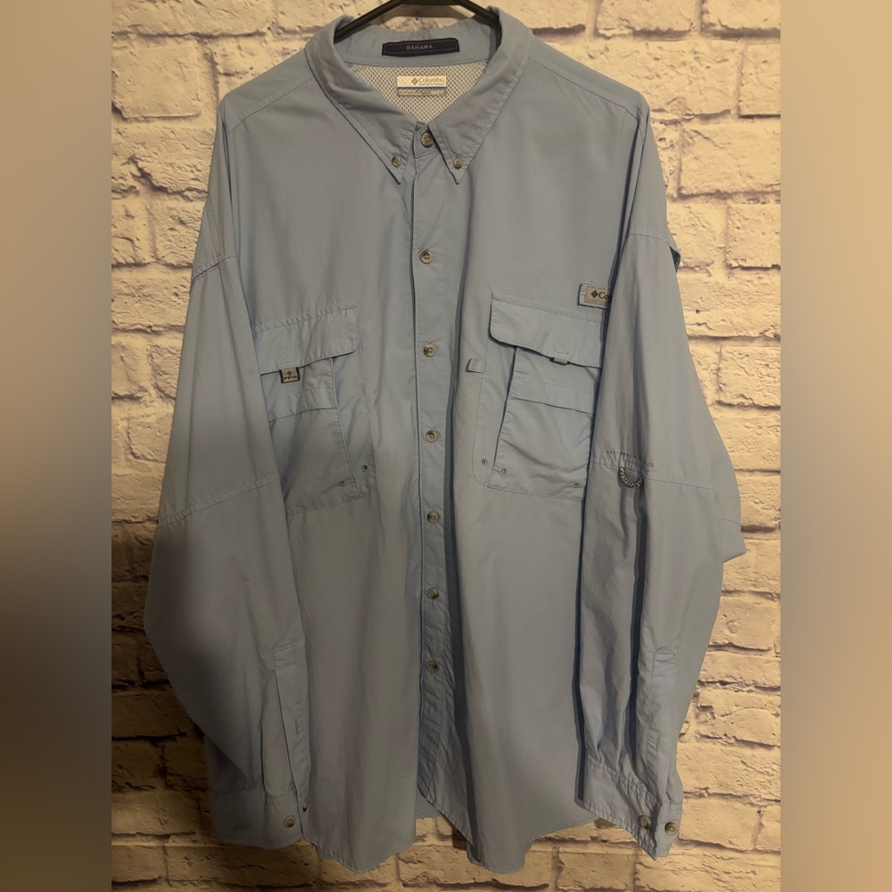 Columbia Light Blue Button-Up Shirt 3XL